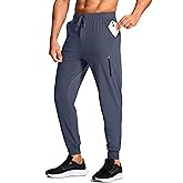 Men's Athletic Joggers Stretch Sweatpants with Zipper Pockets Running Workout Gym Track Golf Pants for Men