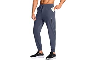 MUZEGE Men's Athletic Joggers Stretch Sweatpants with Zipper Pockets Running Workout Gym Track Golf Pants for Men