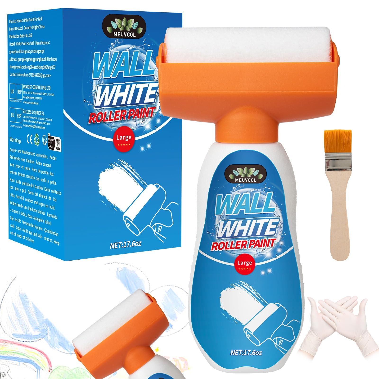 Photo 1 of **ROLLER IS USED**White Paint for Wall, 17.6 Floz Wall Touch Up Paint With Roller