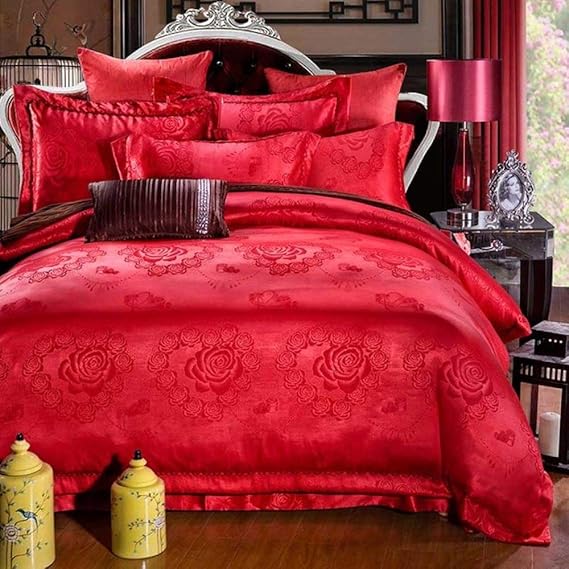 TAOTAOSJT Juego de Cama Conjuntos de Ropa de Cama de Jacquard de Seda