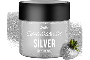 LIMINO Edible Glitter - 30g Edible Luster Dust Metallic Food Grade Coloring Glitter for Drinks, Baking, Cake Decorating - Edible Dust Powder Shimmer Sprinkle Powder for Icing, Wine, Chocolate, Candy (Silver)