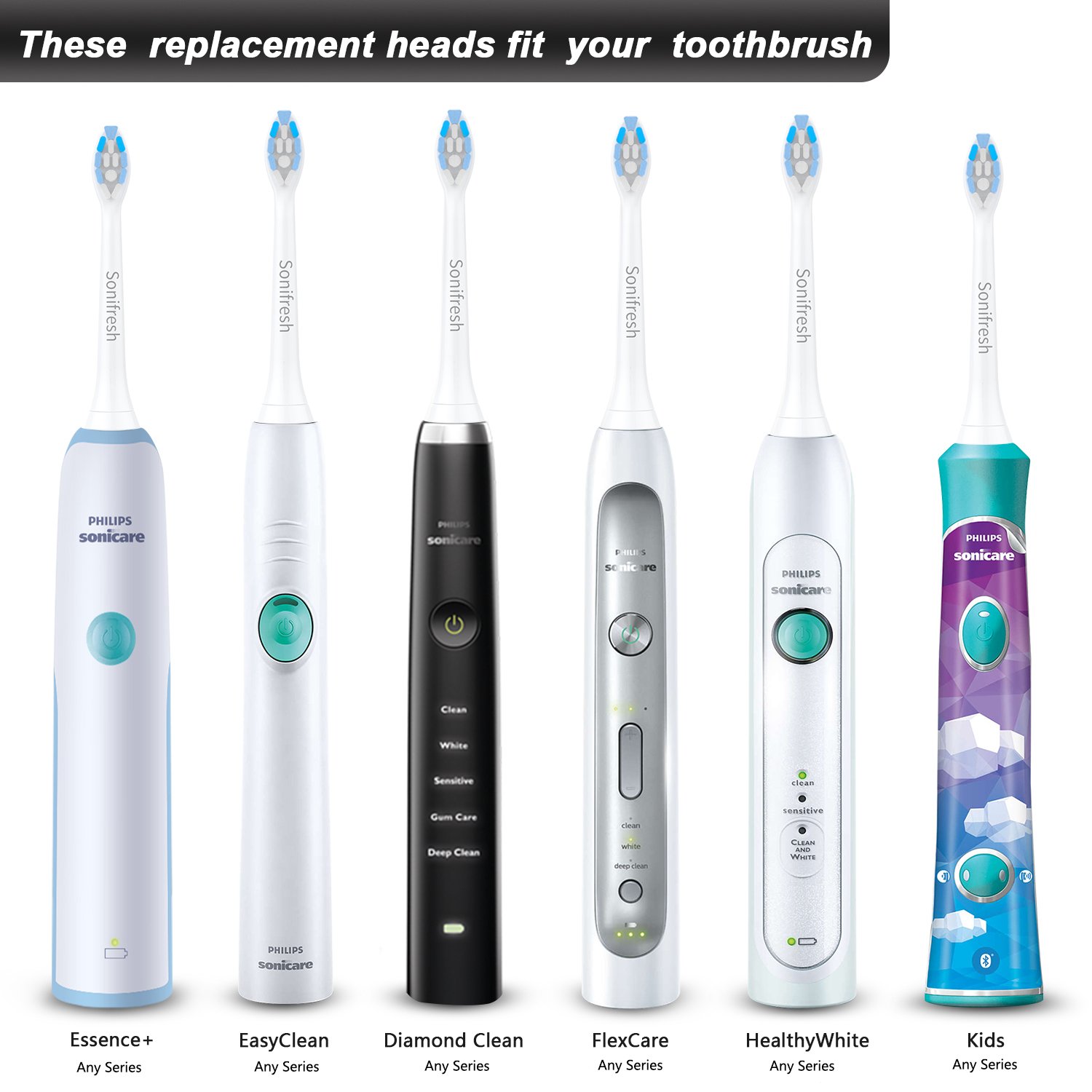 Sonifresh Replacement Toothbrush Heads,Gum Health Replacement Heads for Philips Sonicare Electric Toothbrush (Multiple Series),4 Count