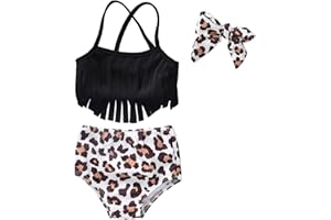 AALIZZWELL Toddler Infant Baby Girls Swimsuit Tassels Bikini Two Pieces Bathing Suit Summer Beach Outfits Set