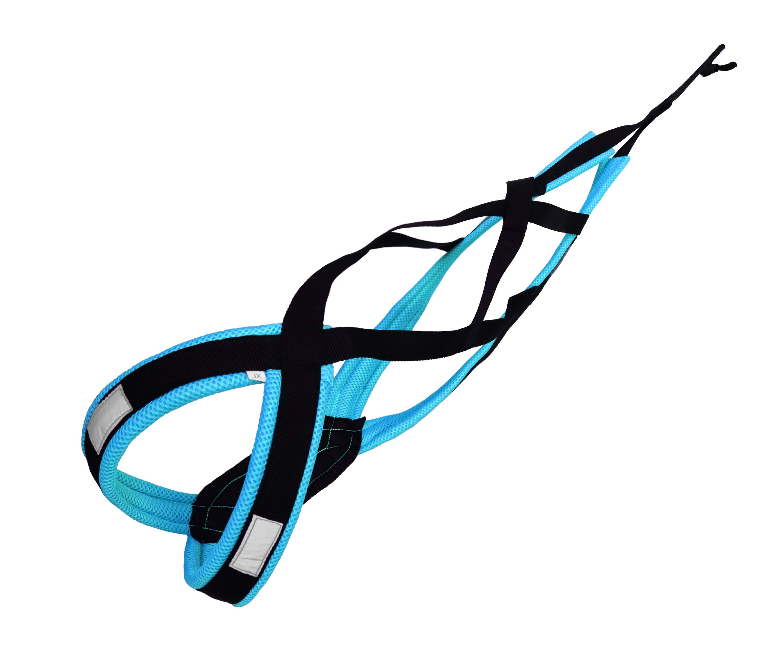 LASALINE XBack Dog Harness - Canicross, Bikejoring, Mushing, Ski Joring, Black & Light Blue