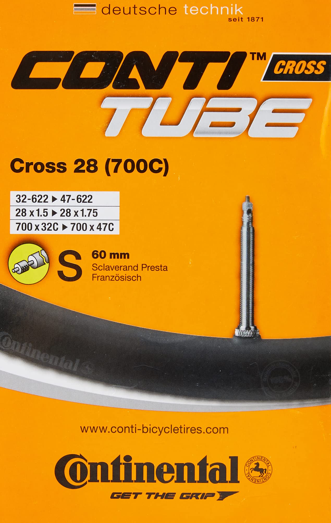 Continental Cross 28 Bicycle Inner Tube s60 Size:32-47-622