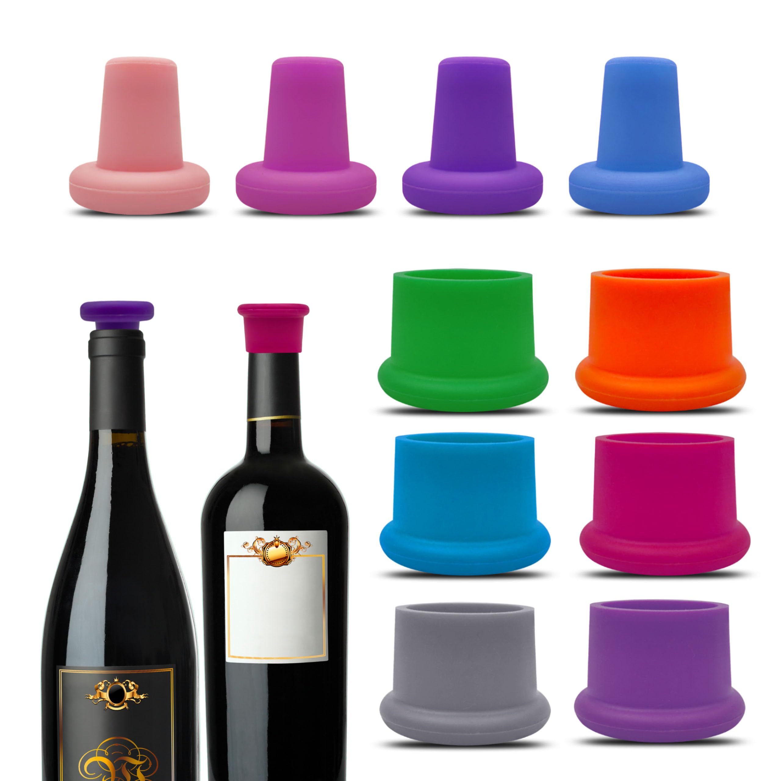 Photo 1 of 10 PCS Silicone Wine Stoppers, Reusable Beer Wine Corks, Sparkling Bottle Stopper, Wine Bottle Caps?Glass Corks Beverages Beer Champagne Bottles for Corks to Keep Wine Storage Fresh Tools
