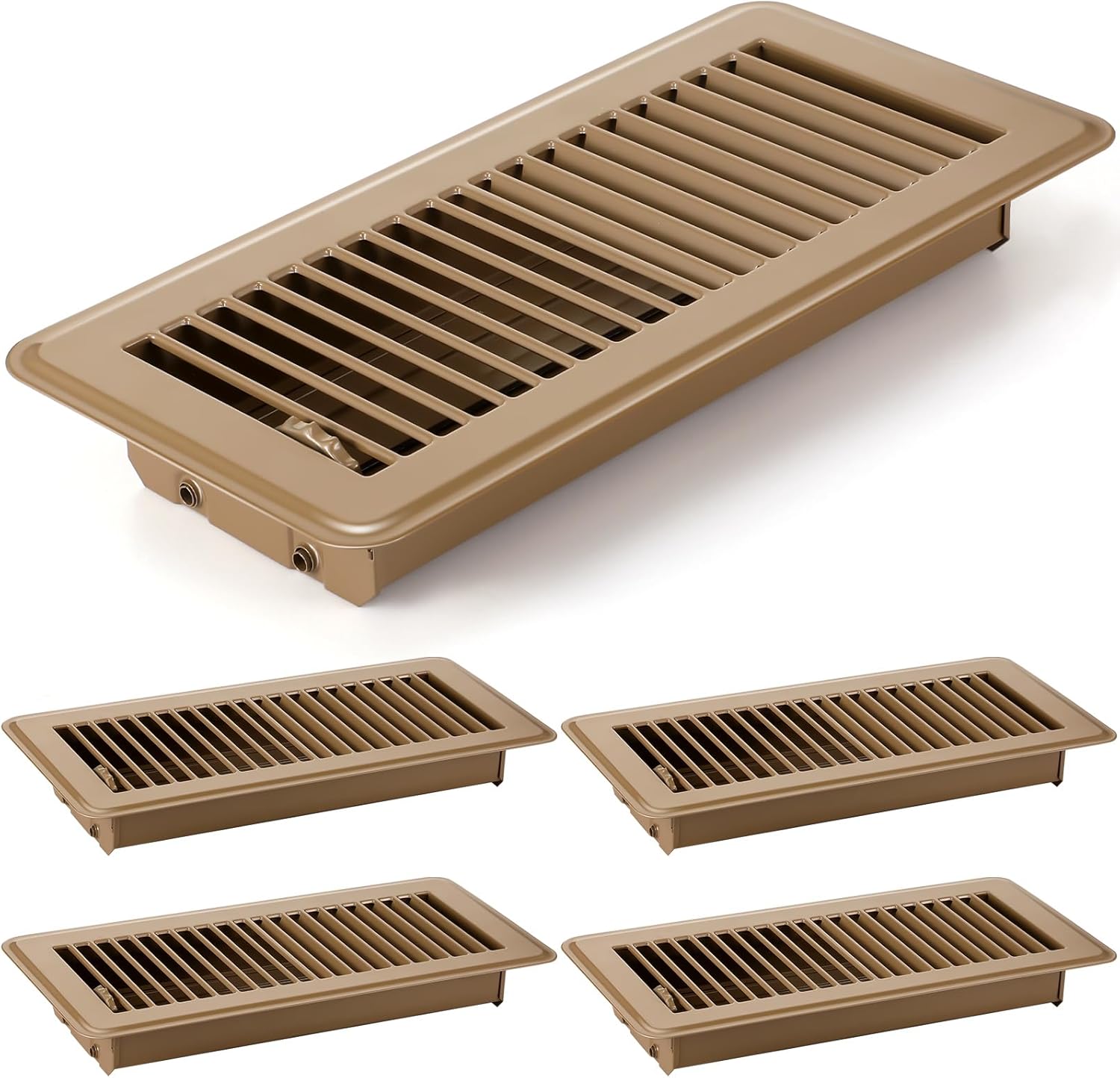 Registers, Grilles & Vents - 4 x 10'' Floor Vent Covers Heavy Duty Floor Register Metal Heat Vent Covers with Rust Proof Finish for Home Floor Heater (Brown,4 Pcs)