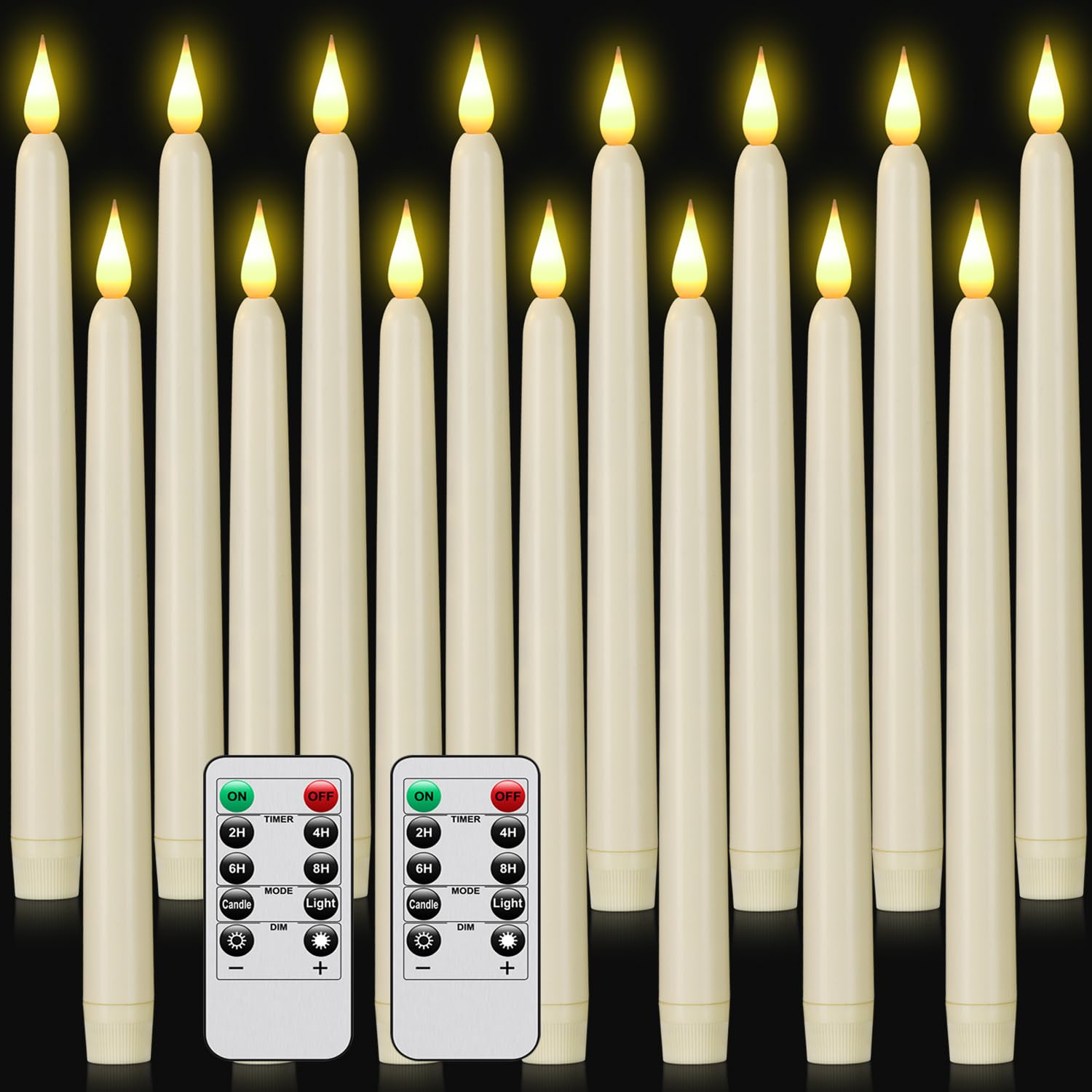 Photo 1 of Flameless Taper Candles with Remote Control,15pack Dripless Plastic LED Candles,Flickering Candle Battery Operated,9.6'’Classic Tall Candle for Wedding,Party,Halloween,Christmas,Home Decor (Ivory)
