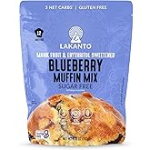 Lakanto Sugar Free Blueberry Muffin Mix, Gluten Free, Keto, 12 Muffins | Naturally Flavored Baking Mix with Monk Fruit Sweetener &amp; Erythritol, 3g Net Carbs, Almond Flour, Fluffy, Makes 12 Muffins