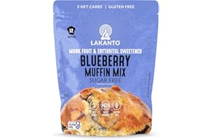 Lakanto Sugar Free Blueberry Muffin Mix - Naturally Flavored, Sweetened with Monk Fruit Sweetener, Keto Diet Friendly, 3 Net Carbs, Gluten Free, Breakfast Food, Delicious, Easy to Make (12 Servings)