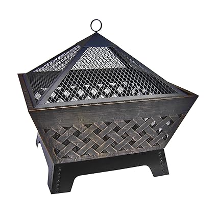 Landmann 25282 Barrone Fire Pit with Cover, 26-Inch, Antique Bronze