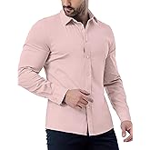 ZAFUL Mens Dress Shirts Slim Fit Button Down Long Sleeve Stretch Collared Shirt Cotton Wrinkle Free Button Up Mens Tops