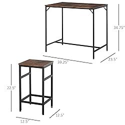 HOMCOM 5-Piece Industrial Dining Table Set, Bar