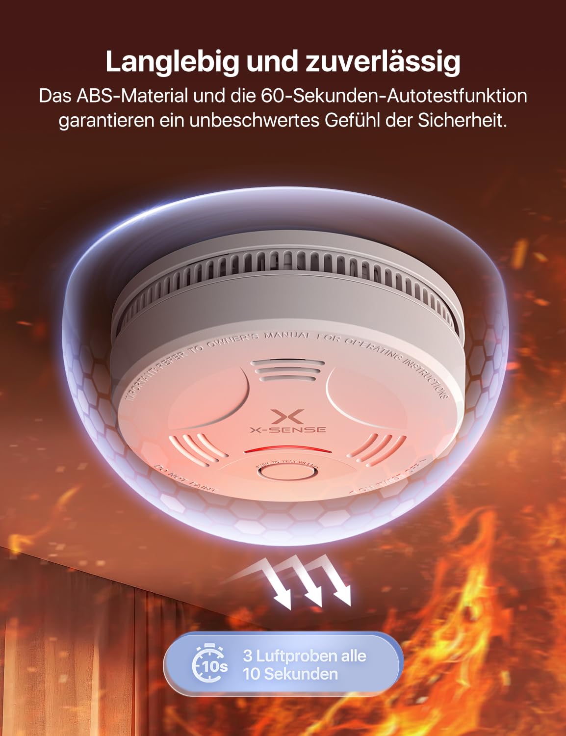 X-Sense Rauchmelder 10 Jahre Batterie, Feuermelder TÜV Rheinland Zertifiziert, Rauchwarnmelder mit Stummschaltung und Selbsttest Funktion, SD11, 1er Set 4