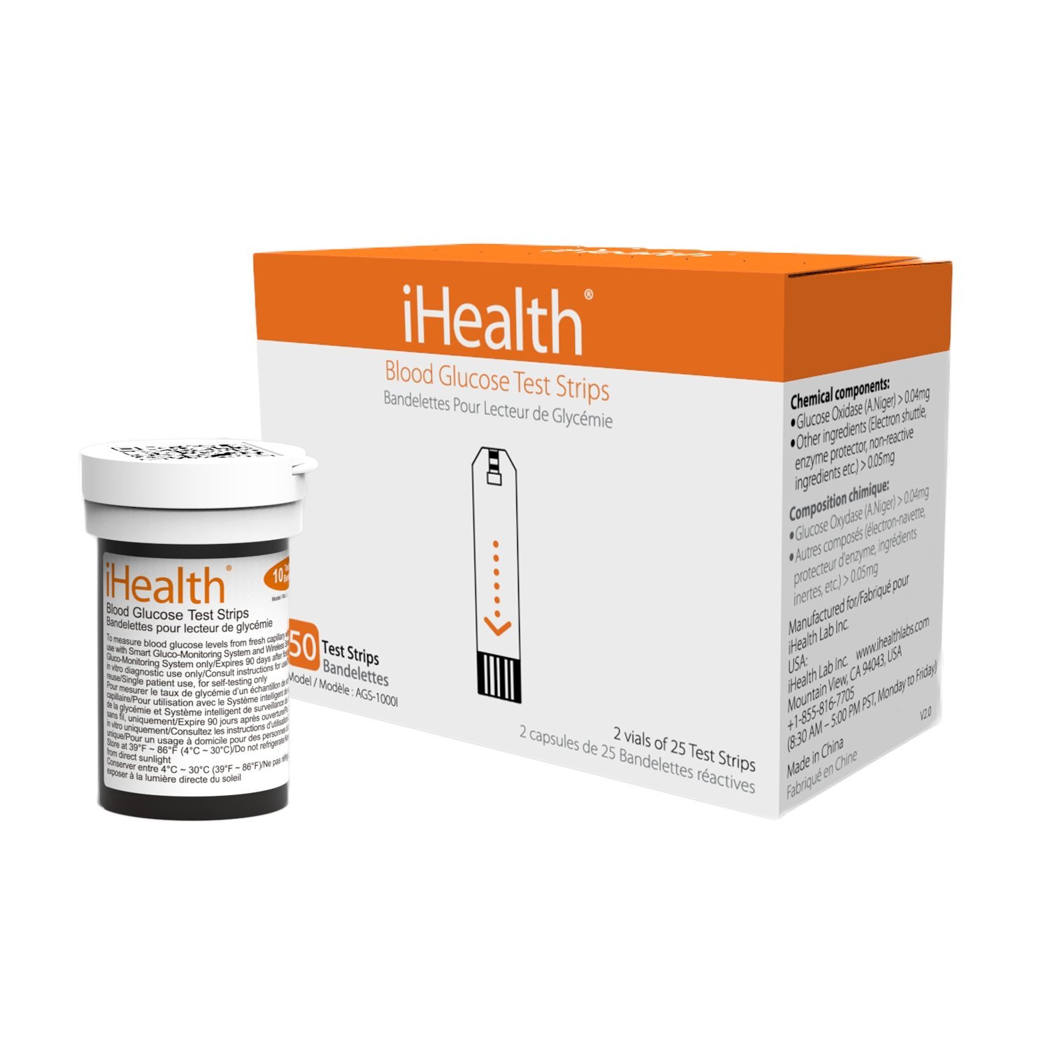 iHealth Blood Glucose Test Strips (50 Count) Vials New Box, Free