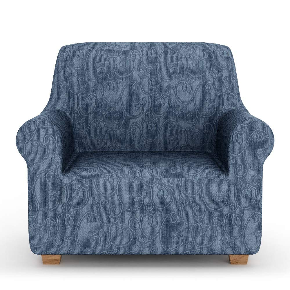 PETTI Artigiani Italiani Elastic Cover, Elegant Sofa Slipcover, 100% Made in Italy, Fabric, Blue, 1 Seater/Armchair