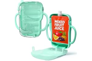 Flybok Pouch Holder No Squeeze for Baby Food Drink Boxes, Cute Dinosaur Design, Adjustable Juice Box Holder for Toddlers to Self-Feed, Easy to Grip, Baby Pouch Holder for Apple Sauce Yogurt Fruit