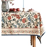 patdrea Designer Vintage Linen Small Square Tablecloth,French Anti-Wrinkle Durable Floral Table Cloth,Colorful Table Cover for Kitchen Dining,Parties,Christmas,Thanksgiving,Party,55"x55"-Puno