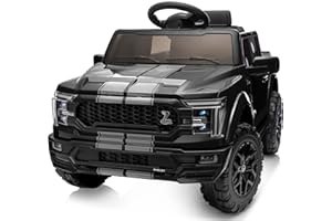 Hikiddo Licensed Ford Shelby F-150 24V Kids Ride on Toy, Electric Car for Kids with Remote Control, 400W Motors - Black