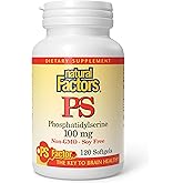 Natural Factors, Phosphatidylserine, Support for Memory, Concentration and Brain Functions, Soy and Gluten Free, 120 Softgels