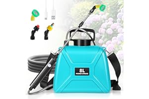 HININE 2 Gallon Electric Garden Sprayer, Upgrade Battery Powered Sprayer with 3 Mist Nozzles, Rechargeable Handle, Retractable Wand, Sprayer with Adjustable Shoulder Strap for Lawn,Garden,Cleaning,Yard