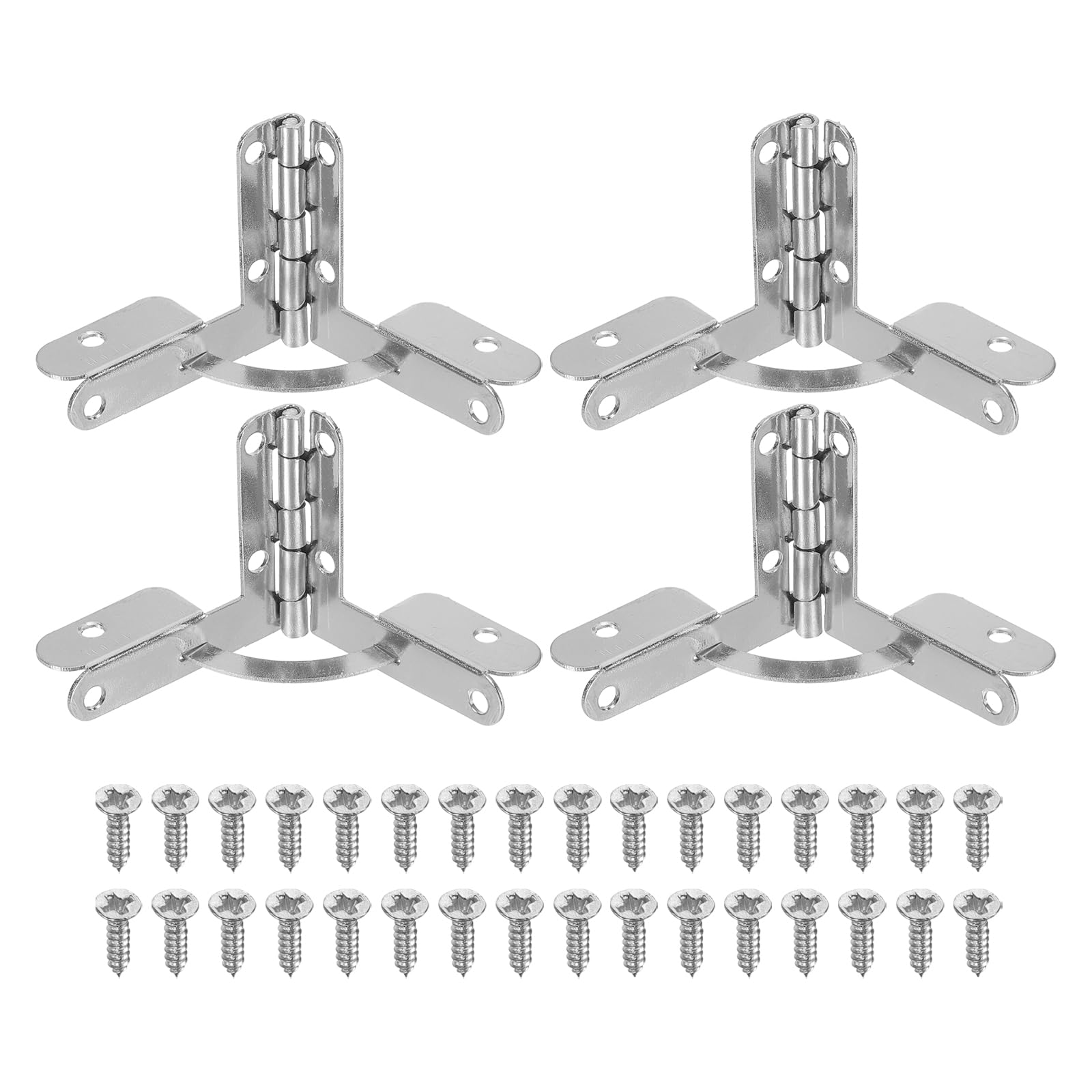 PATIKIL 90 Degree Folding Support Hinge 1.2" x 1.4", 4 Pack Furniture Box Hinges with Screws for Jewelry Wine Cabinet Wooden Box Drawer, Silver