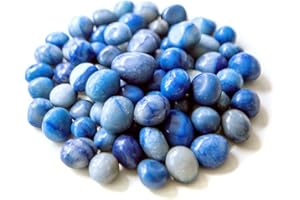 Ainuosen 1LB Natural Polished Tumble Crystals Stones,Decorative Glass Pebbles Marbles for vase Filler,Plant Rocks for pots Indoor,Aquarium Gravel for Fish Tank Decor(Blue Aventurine 0.6-0.8in)