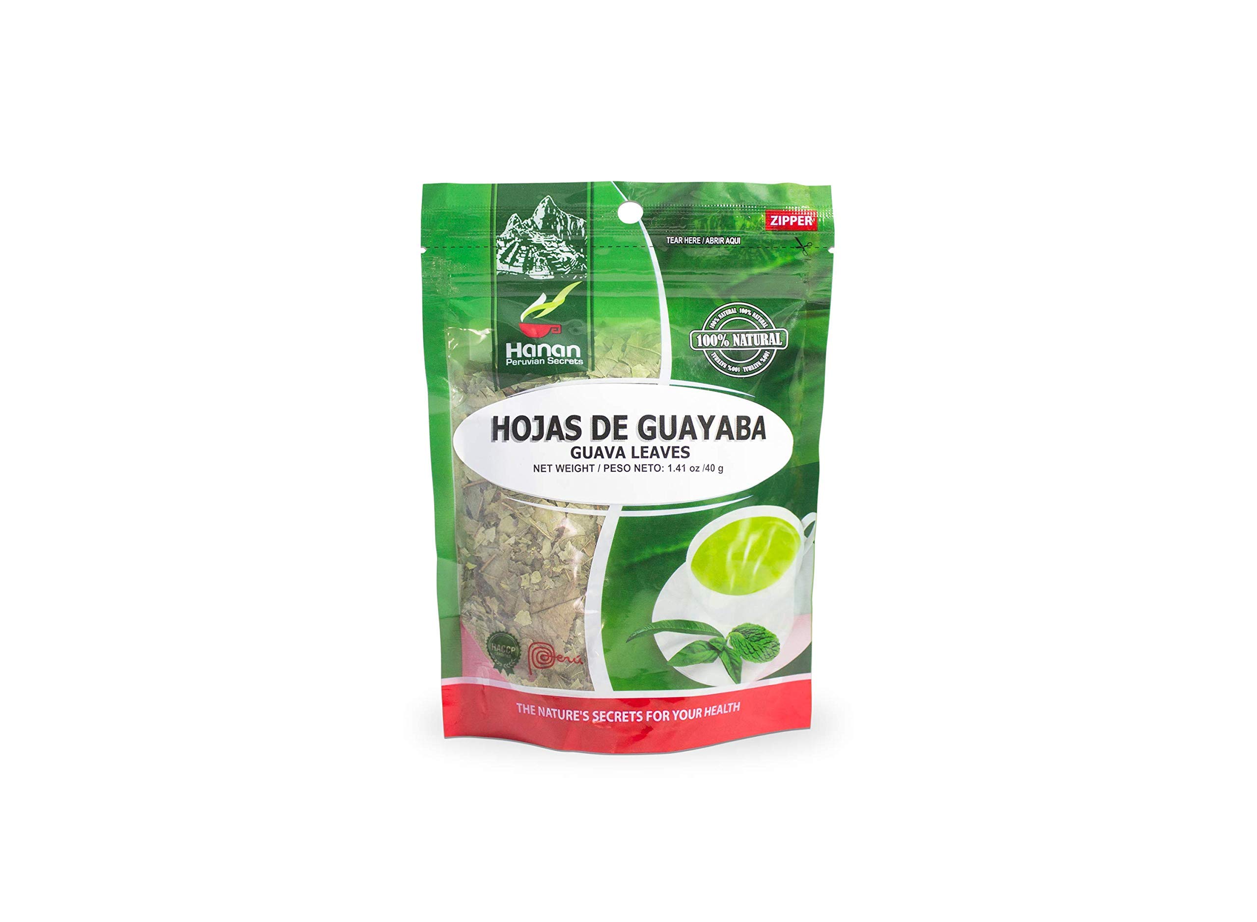 Hanan Peruvian Secrets Hojas De Guayaba Herbal Tea | 100% Natural Guava Leaves | 1.41oz / 40g Loose 