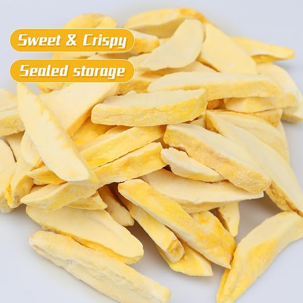 FREEZE DRIED MANGO,135G/4.7OZ,NATURAL FROZEN MANGO CHUNKS,HEALTHY FRUIT SNACK CHIPS FOR BAKING,TEA,SMOOTHIE, YOGURT,NO ADDITIVES,NO SUGAR ADDED