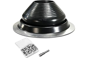 ACNOYEL #7 Epdm Metal Roof Vents Roof Pipe Flashing Boot, Flexible Roof Chimney Flashing Roof Jack for Pipe OD 6" to 11", Screws & Hex Socket Included, Black/ 1 Pcs
