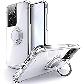 Silverback for Galaxy S21 Ultra Case Clear with Ring Kickstand, Protective Shock -Absorbing Bumper Shockproof Phone Case for Samsung Galaxy S21 Ultra 5G -Clear