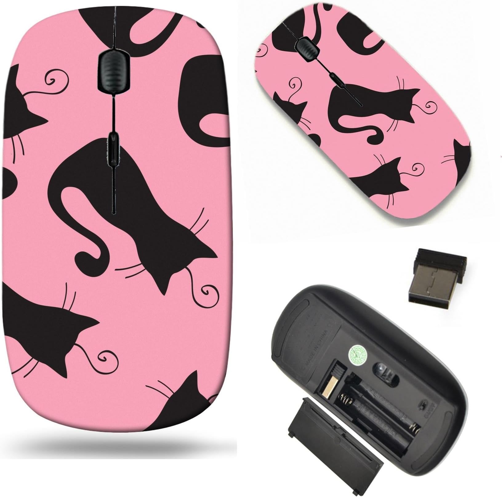 MSD Wireless Mouse Travel 2.4G Wireless Mice with USB Receiver, Noiseless and Silent Click with 1000 DPI for Notebook, pc, Laptop, Computer, mac Book Design: 8366256 Seamless Background with Cats