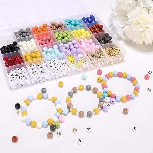 Enjoymade Transparent Color Glass Beads Bracelet Making Kit, Girls