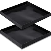 Teenyyou 2 Pcs 11'' x 11'' x 1'' PTFE Solid Oven Basket, Cooking Oven Trays, Non Stick Kitchen Cooking Basket, Black Baking Sheet, Trays for Accessories Chips Chicken Wings Bread Heating