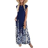 Zeagoo Summer Dresses for Women 2026 Black Long Maxi Sundresses Loose Split Wrinkle-Free Beach Travel Vacation Clothes