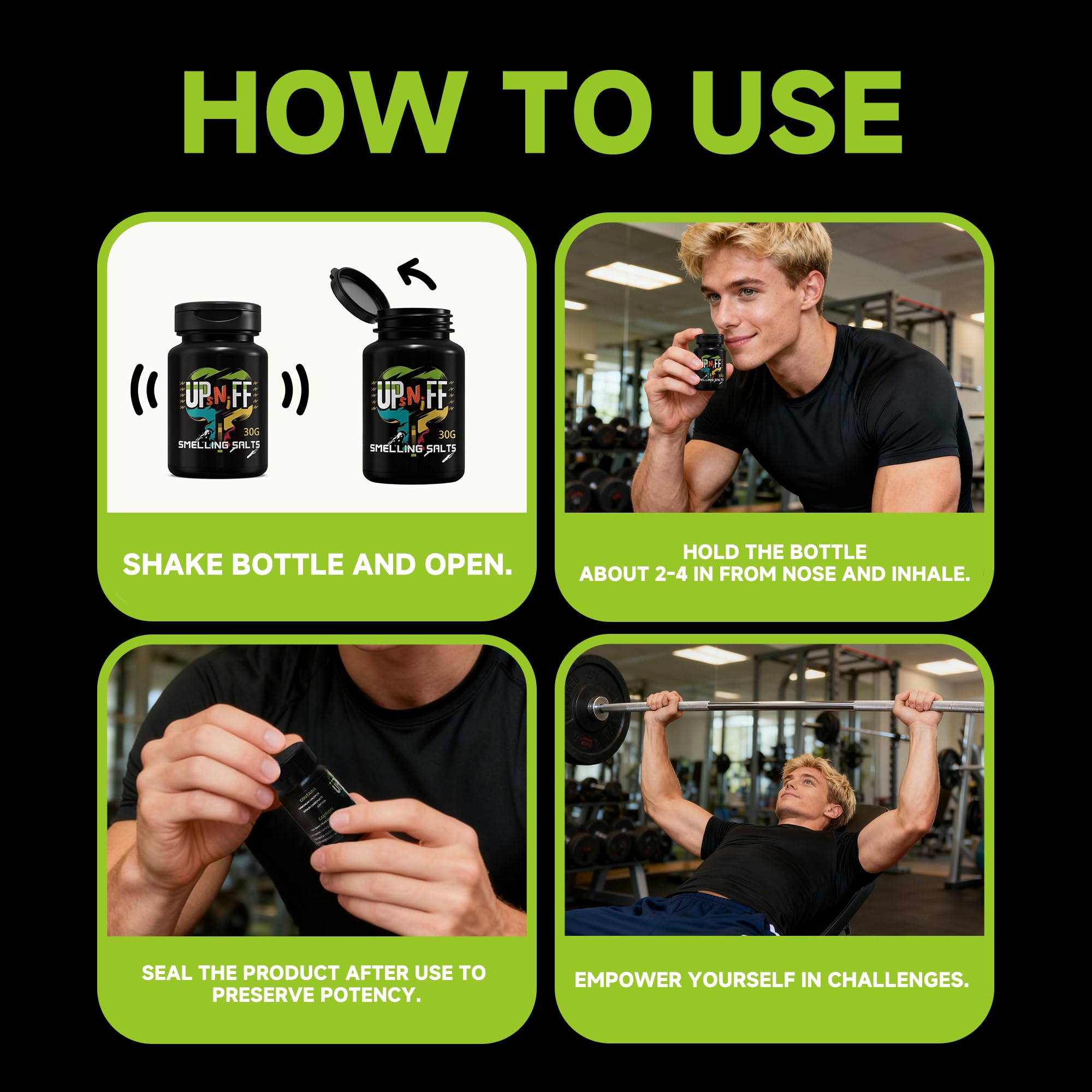 Salts for Athletes in Hockey, Potent Wake Up for Athletes in Weightlifting and Powerlifting, Activate Before Smelling, Instant Energy, Enhanced Focus & Motivation