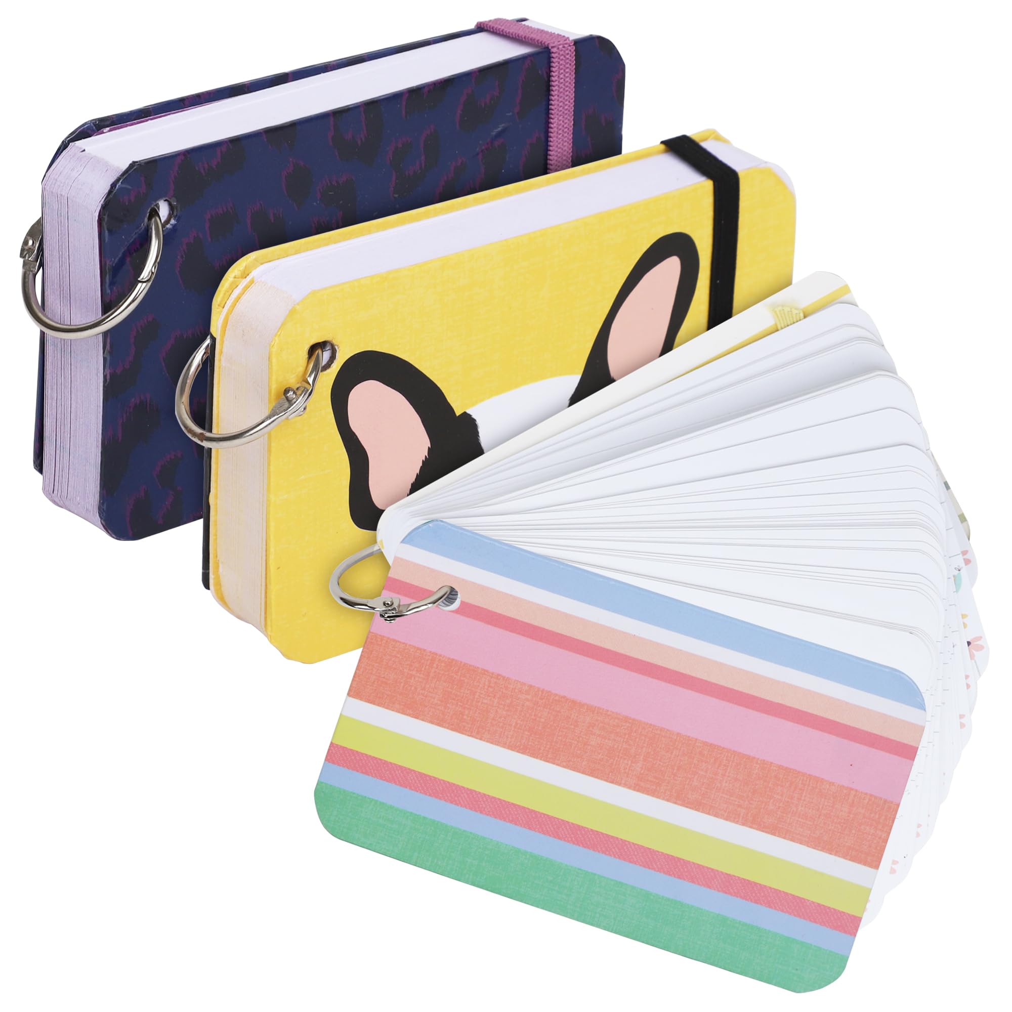 Photo 1 of Index Cards 3x5 Inch Ruled Index Card with Ring, Note Taking Ruled Paper for Journaling, Recipe, Flash Cards | Ring Index Card, Elastic Band, Hard Cover, Elegant Designs, 75 Cards - 3 Pack (Style D)