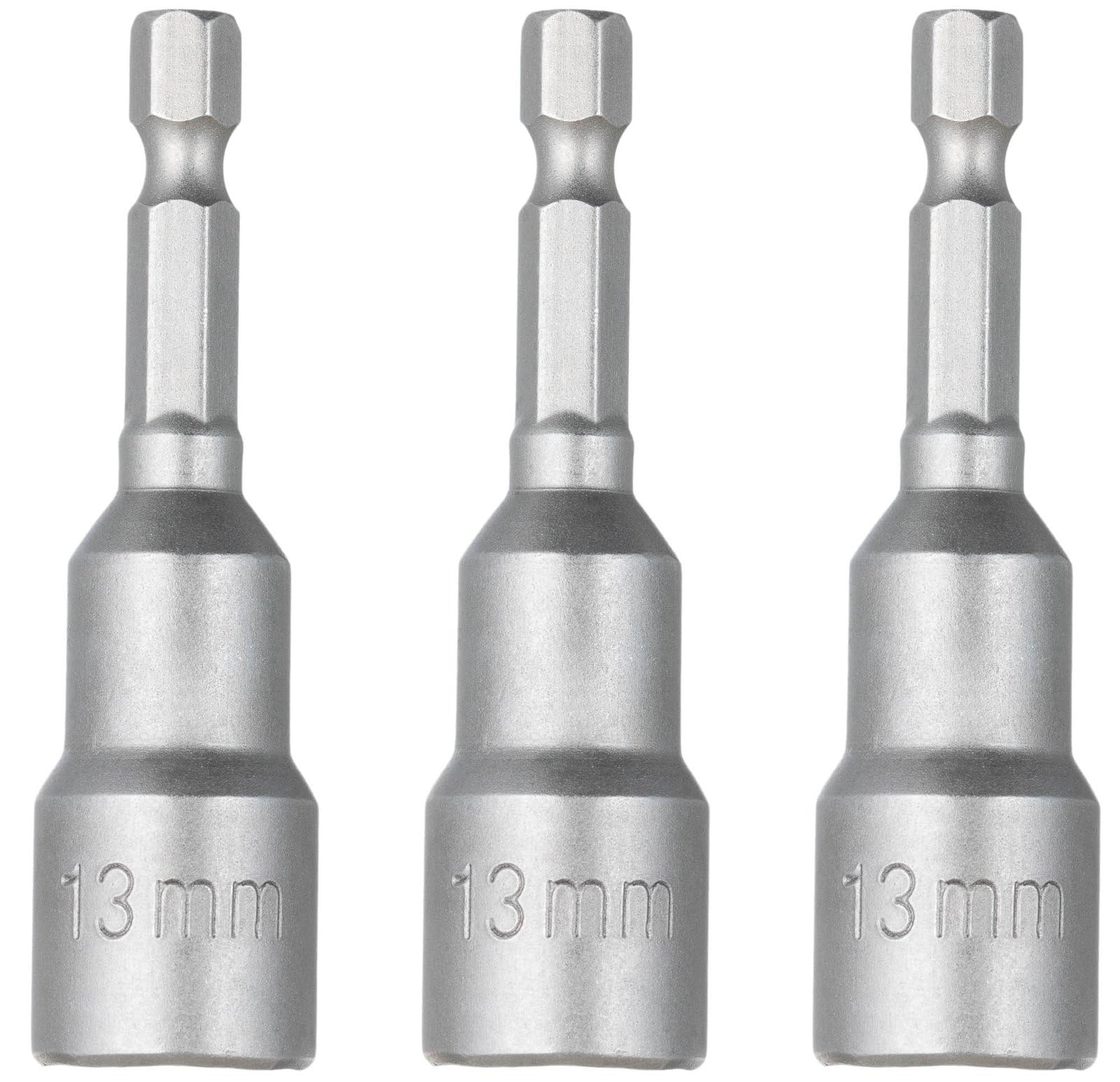 YoiYee 13mm Hex Nut Driver Set with Magnetic Quick-Change Shank, Chrome Vanadium Steel, 65mm Length - Sandblasted Finish, 3 Pieces