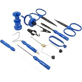 Kingfisher Fly Tying Comprehensive Tool Kit, with Case, Scissors, Bobbin, Bodkin, Whip Finisher, Hackle Plier, Hair Stacker 11 Piece, Blue