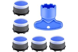 BETACLOS 5PCS Faucet Aerator with 1PCS Faucet Cache Aerator Removal Tool, 18.5mm Sink Aerator Water Saving Flow Restrictor Set Replacement Part for Bathroom or Kitchen Faucet