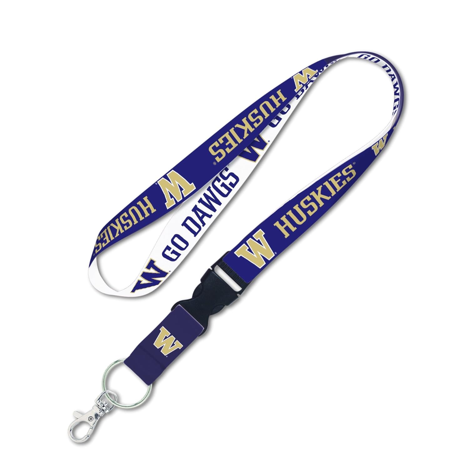 WinCraft NCAA Washington Huskies Go Dawgs Lanyard with Detachable Buckle 1 Inch