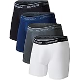 COLORFULLEAF Men's Underwear Boxer Briefs Rayon Made From Bamboo Underwear for Men Suport Pouch With Open Fly