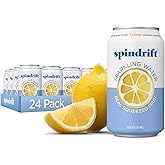 Spindrift Sparkling Water, Lemon Flavored, Made with Real Squeezed Fruit, 12 Fl Oz Cans, Pack of 24 (Only 3 Calories per Can)
