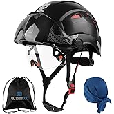 UM ULTRAMAXX Safety Helmet with Build-in Visor, Hard Hat with Vented Design, ANSI Z89.1 Certified, Ideal for Industrial and Construction
