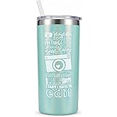 Zoey Christina Photographer Tumbler 16oz Stainless Steel Insulated Cup with Lid – Travel Mug Gift for Photographers, Creatives & Camera Lovers 0318