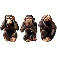 TCIUXYQ 3 Wise Monkeys Statue Hear-No, See-No, Speak-No Evil Three Truths of Abstract Art Monkeys Figurine Brown 7.8" Resin Modern Home Decorative Ornaments,Men Office Desk Decor,Resin