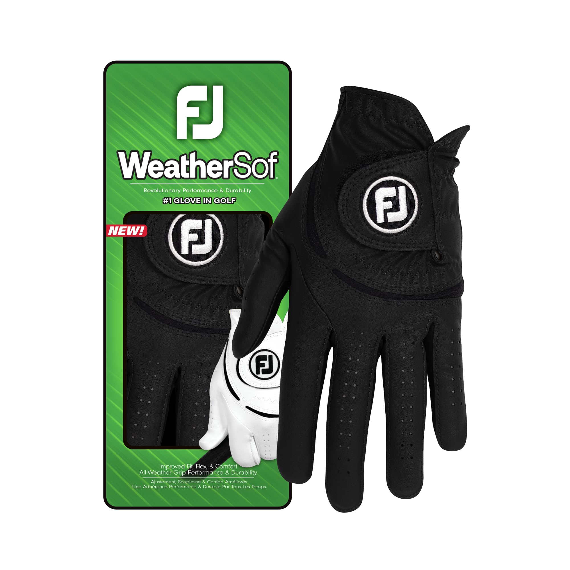 FootJoy WeatherSof Women's Golf Glovee, Left Hand (for Right Handed Golfer), Black, M EU
