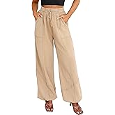 Bsubseach Women's Wide Leg Pants Drawstring High Waist Baggy Palazzo Pants Casual Lounge Trousers with Pockets