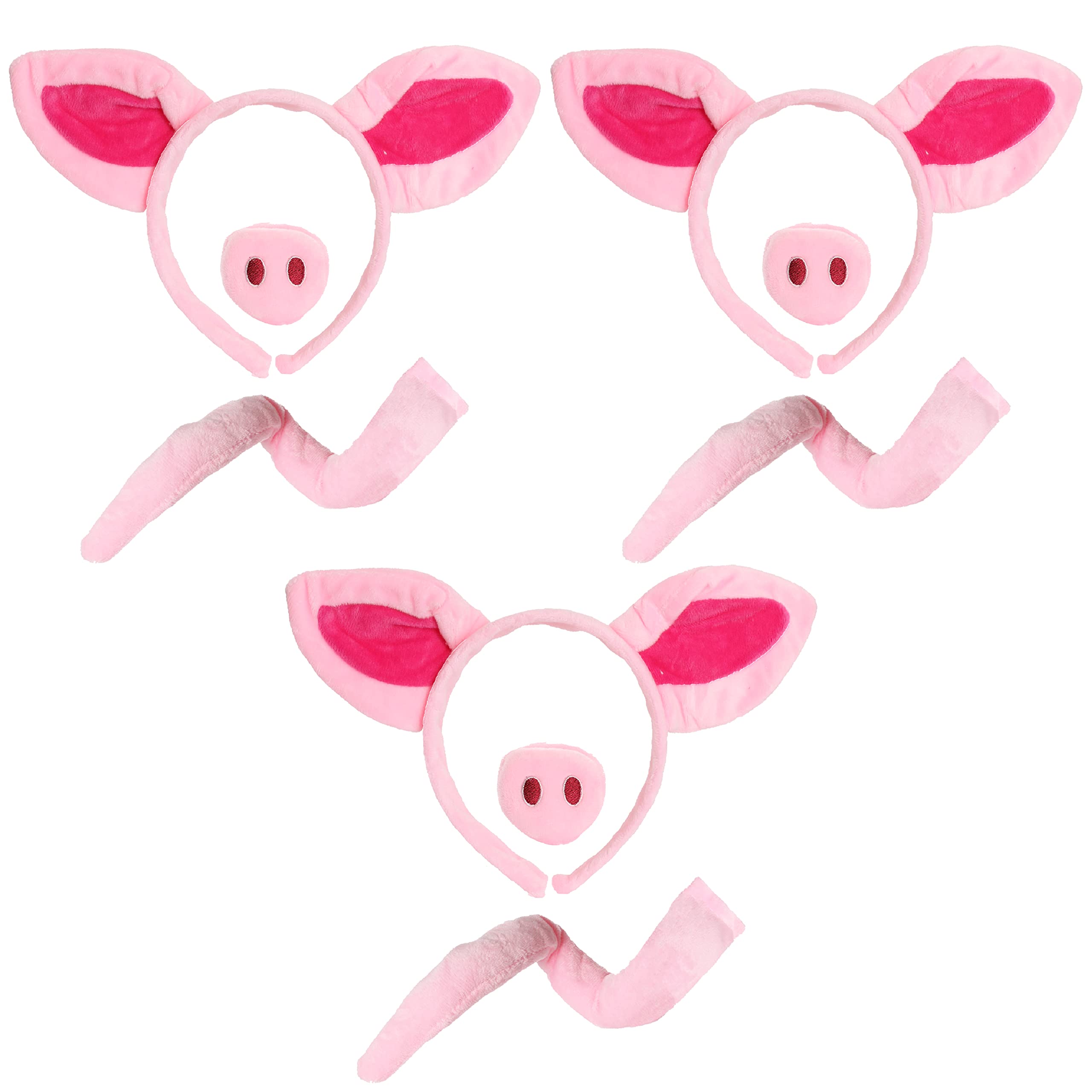 I LOVE FANCY DRESS Pig Costume Accessory Kit - Pink Pig Ears on Headband, Fake Nose and Tail - One Size - Pack Of 3
