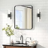 TETOTE Black Mirror 16 x 20 Matte Black Metal Framed Bathroom Mirror, Tempered Glass, Modern Farmhouse Wall Mounted Mirror for Decorative(Horizontal/Vertical)